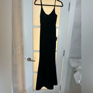 Lulus Dress XS Long Mermaid Trumpet Black Gown Zip Strap Women Evening NWT